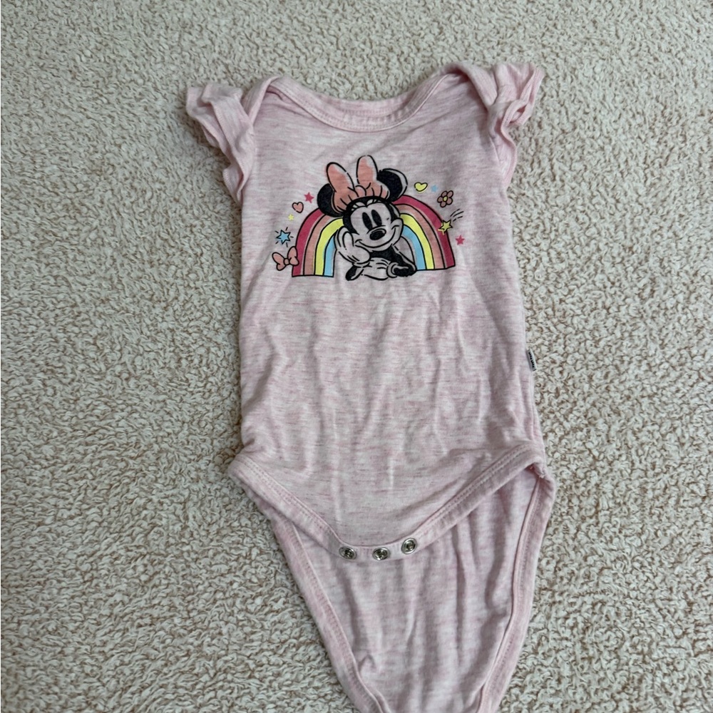 Little Sleepies Pink Minnie Mouse Rainbow Bodysuit